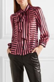 Willis pussy-bow striped satin and chiffon blouse at Net A Porter